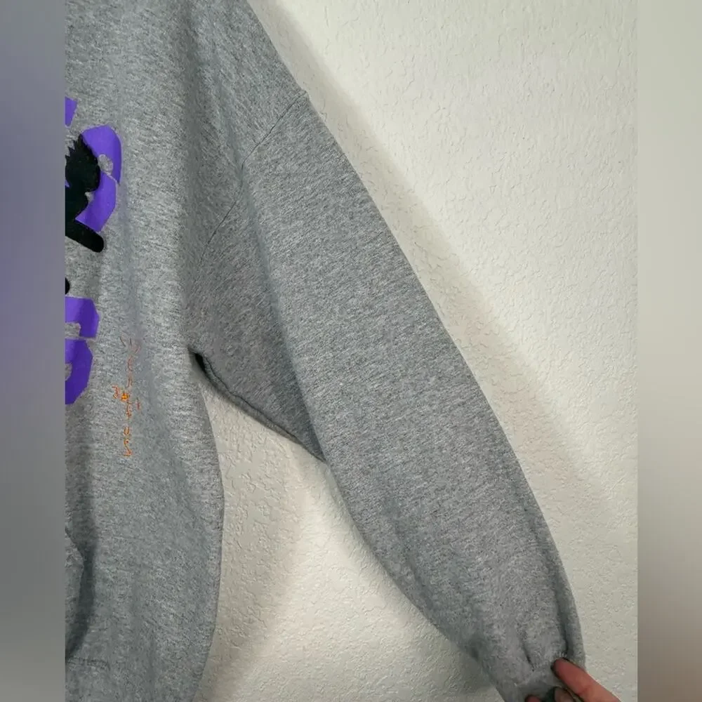 Travis Scott Cactus Jack Running Wild Varsity Hoodie Gray Streetwear Casual - Picture 4 of 7